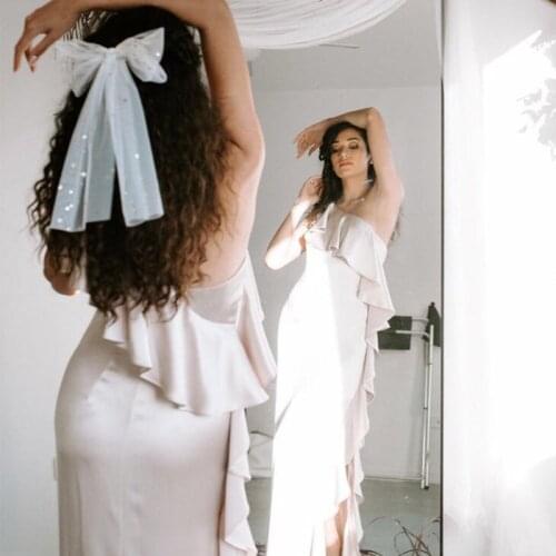 Bride Flower girl Bow veil beach wedding engagement Bachelorette hen Party Bridal Shower decoration gift present Photo props