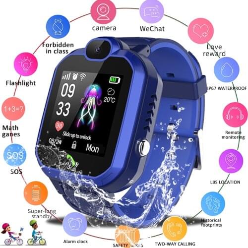 Kids Smart Watch IP67 Waterproof Antil-lost Children Student Smartwatch Baby SOS Emergency Call LBS Positioning Tracker Watch