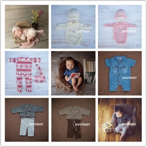 Dvotinst Newborn Photography Props for Baby Unisex Outfits Bebe Clothes Set Rompers Fotografia Accessories Studio Photo Props