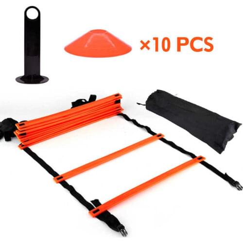 Soccer Football Speed Ladder League Speed Agile Train Kit 19Ft Flat Ladder + 10pcs Disc Cones