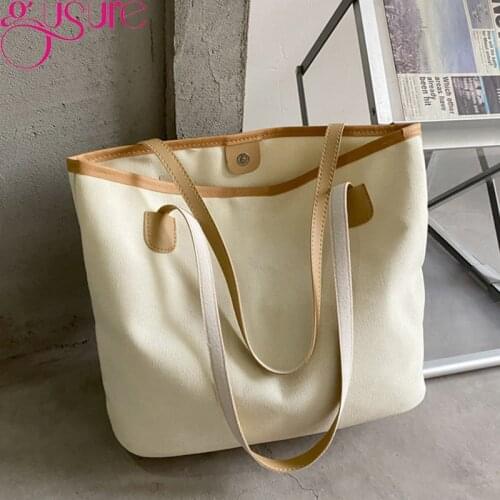 Gusure High Quality Canvas Large Capacity Shoulder Bags for Women Casual Totes Bag Luxury Handbags Ladies Designer Shopper Bag