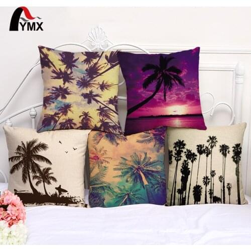 Cotton and Linen Hawaii Coconut Plam Tree Sofa Cushion Cover Pillowcase Car Waist Pad By Beautiful Scenery Pillowcases Wholesale