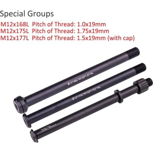 12mm MTB Bike Thru Axle Shaft Rear Hub Skewers Bicycle Wheel Axis Hub Shaft 12x177 12x175 12x17 112x168 12x16512x162