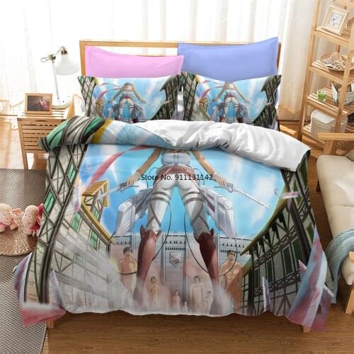 3D printed Japanese Anime Attack Titan Bedding Set Duvet Cover Pillow Cover Adult Children Bedding Home Textile