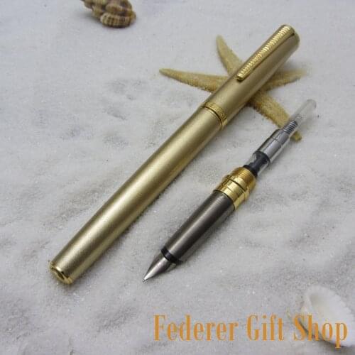 LISEUR K225 Gold Fountain Pen Unique Nib Metal Case Gift Ink Pen 3 Color Optional
