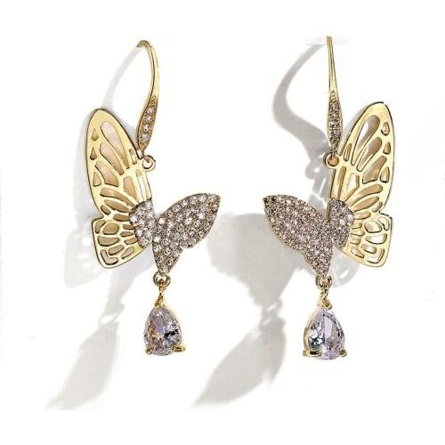 Cute Butterfly Pandent Earrings For Women Girl Korean Style Vintage Fashion Trendy Accessories Jewelry Animal Hanging Earrings