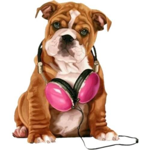 Fashion French Bulldog Car Sticker Window Bumper Music DJ Decal Motorcycle Car Styling Cute Graphics