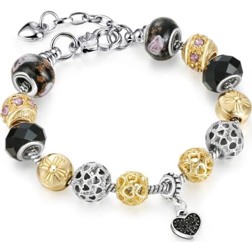 Pandora-style Fashion and popular DIY alloy large hole beaded bracelet, girlfriend gift bracelet, jewelry