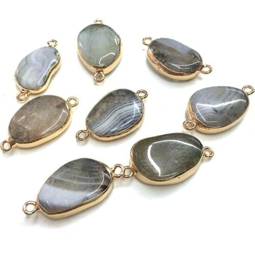 Natural Agates Pendant Connectors Exquisite Irregular Agates Stone Link Charms for Jewelry Making Necklace Bracelet Gift