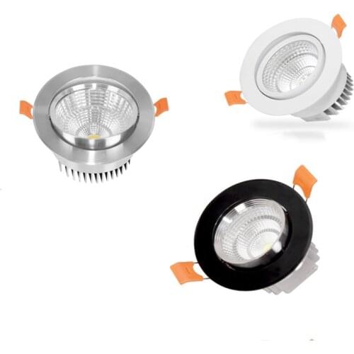 New Round Dimmable Downlights5W 7W 9W 12W 15W 18W LED Ceiling lamp recessed COB Ceiling Spot lights AC85-265V Indoor Lighting