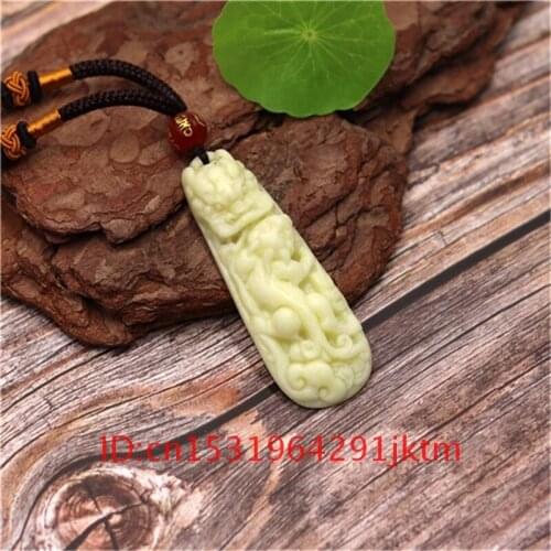 Charm Carved Men Amulet Accessories Women White Pendant Jewelry Chinese Fashion Dragon Natural Jade Tiger Necklace for Gifts