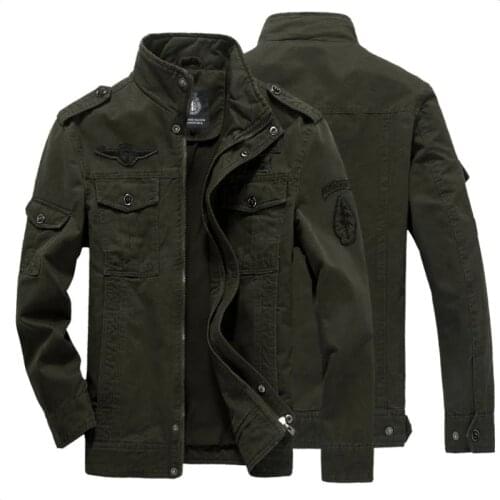2021 Mens High Quality 100% Cotton jacket Windbreaker Military Jackets Army Clothes Outwear Flight Jacket Men Brand Clothing 6XL