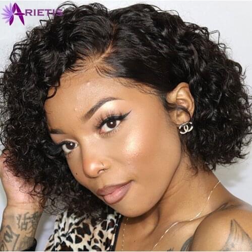 Pixie Cut Curly Bob Wig 13x4x1 Lace Front Human Hair Wigs 4x4 Lace Closure Wig 100% Human Hair Remy Pre plucked With Baby Hair