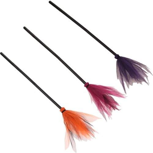 1pcs Halloween Witch Broom Plastic Broom Props for Cosplay Wizard Costume Party Props For Children Adults Halloween Costume