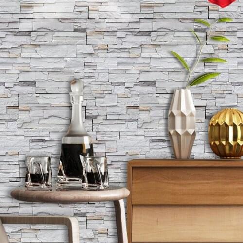 PVC Self adhesive Wallpaper Brick Stone Vinyl Waterproof Wall Paper Stickers Kitchen Bedroom Living Room TV Background Wallpaper
