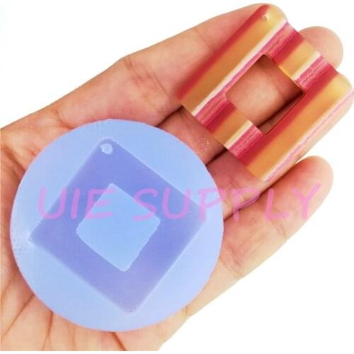 BYL346U Square Earrings Making Silicone Mold Resin Art Jewelry Pendant Necklace Fondant Decoration Oven Safe 32.4mm x 32mm