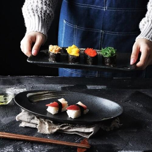 Japanese fish plates for restaurants, western rectangular ceramic plates for home use and oval fruit plates