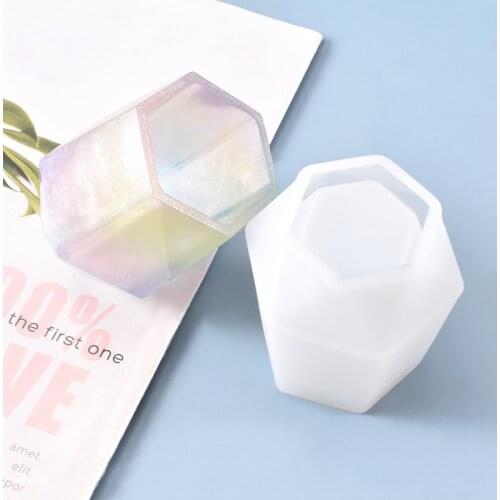 Octagonal Flower Pot Candlestick Silicone Mould for Diy Handmade Plaster Concrete Mold Home Decoration
