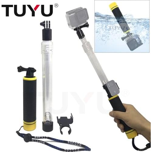 Retractable Underwater 60M Waterproof Transparent Selfie Stick Gimbal For Gopro Hero diving water sports shooting floating Use