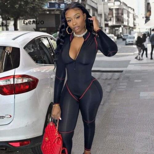 Fitness Women Jumpsuits Short Sleeve Zipper V-Neck Striped Stretchy Overalls Workout Casual Sporty Active Wear Bodycon
