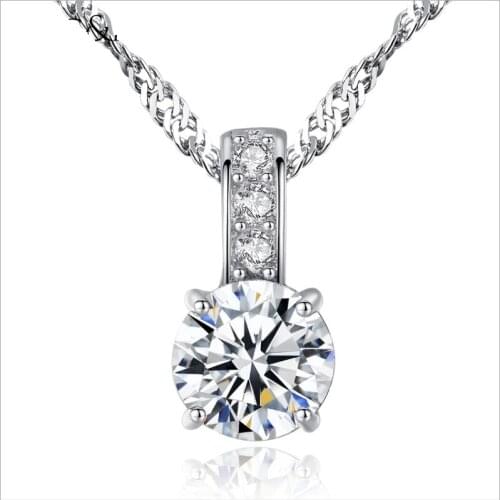 S925 pure silver pendant necklaces for women big Clear Zircon chain choker necklace Torques fine jerwelry lady girl gifts