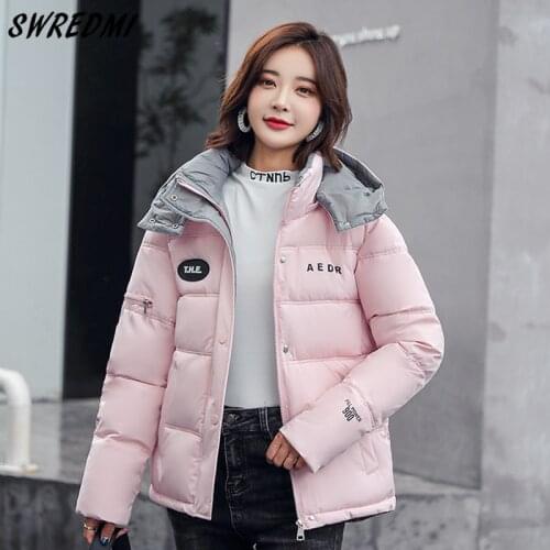 SWREDMI Hooded Winter Jacket Women Waterproof Warm Parkas Female S822 Cotton Padded Clothing Outwear High Street Letter Coats