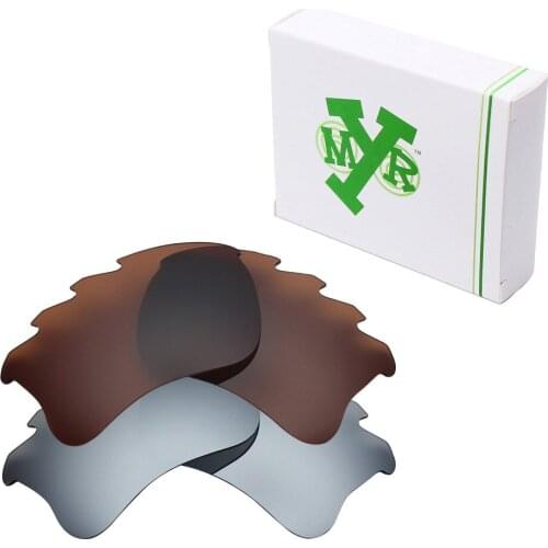 2 Pairs Mryok POLARIZED Replacement Lenses for Oakley Flak Jacket XLJ Vented Sunglasses Silver Titanium & Bronze Brown