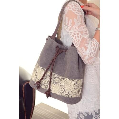 2021 Ladies Large-Capacity Fashion Canvas Shoulder Bag Mori Female Print Retro Casual Closure Dual-Use Canvas Bag