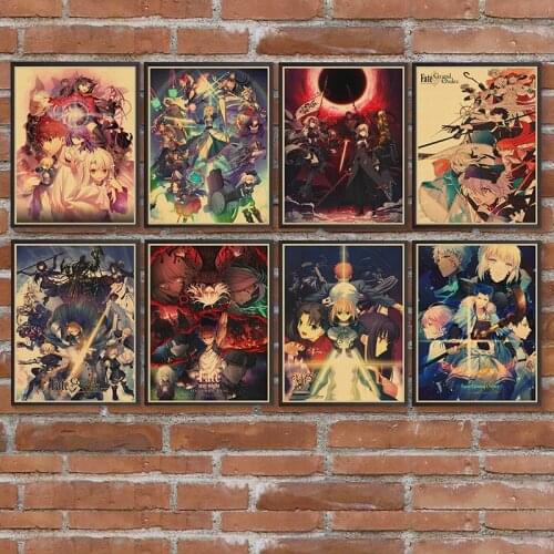 Anime Fate Grand Order Poster Vintage Anime Wall Painting for Bar Room Home Decor Comics Retro Kraft Paper Painting