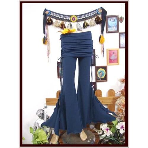 Lycra cotton Tribal Belly Dance flare Pants with Runched Skirt AD35