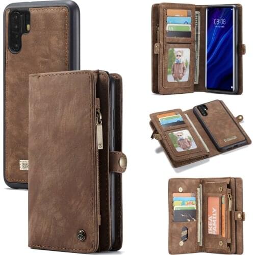 CaseMe Detachable Zipper Luxury Leather Case For Huawei P30 P20 Mate 20 Pro Lite Nova 3e 4e Magnetic Flip Wallet Handbag Cover