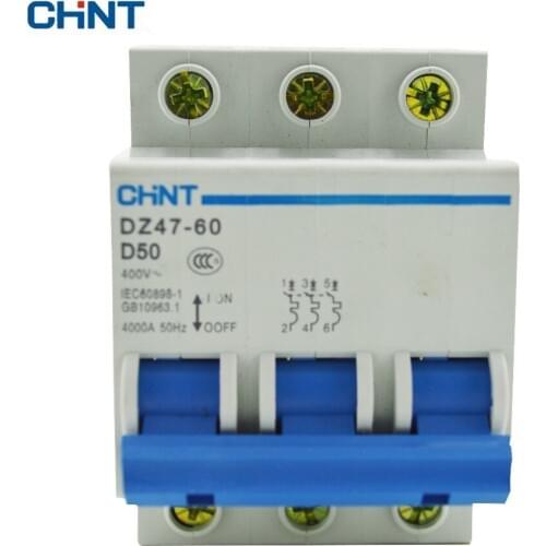 CHINT Circuit Breakers DZ47-60 3P D50 D Type Miniature Circuit Breaker 50A