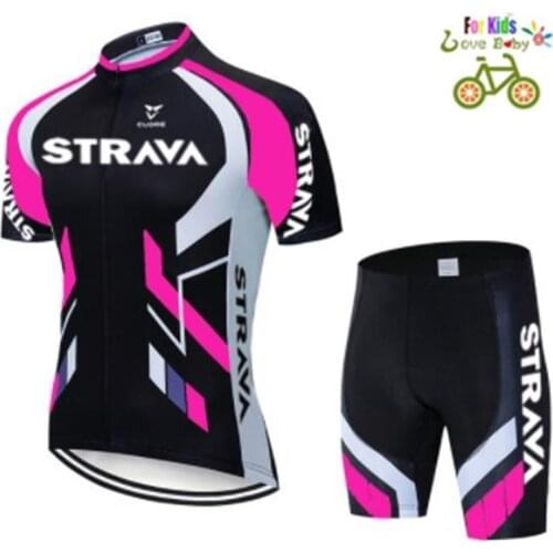 High quality Kids STRAVA Cycling Clothing 2021 Summer Kids Jersey Biking Suit Short Sleeve Clothes MTB Childrens Cycling Wear