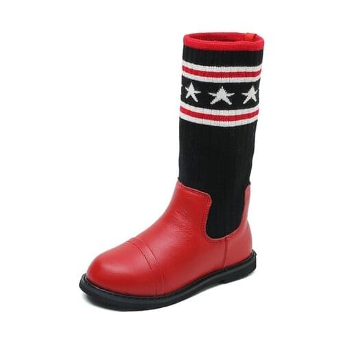 Childrens Boots kids Shoes Kids boots girls snow boots leather Knitted cotton boots fashion winter warm shoes quality mid-calf