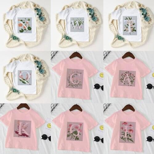 New Childrens T-Shirt Letters Plant Printing Boy Girls Kids Shirts Child Baby Toddler Cartoon Tee Tops Clothing Short Sleeve