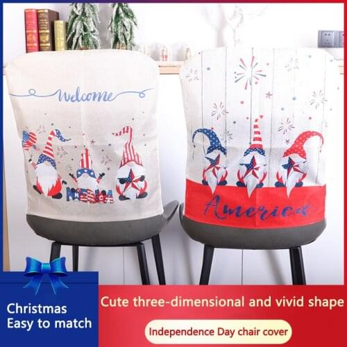 Gnome Dining Chair Slipcover Back Cover America Independence Day Decorations