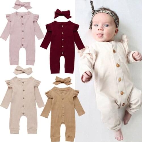 Unisex Newborn Baby Girl Boy 2PCS Spring Autumn Long Sleeve Clothes Outfits Knitted Romper Jumpsuit+Headband Set UK