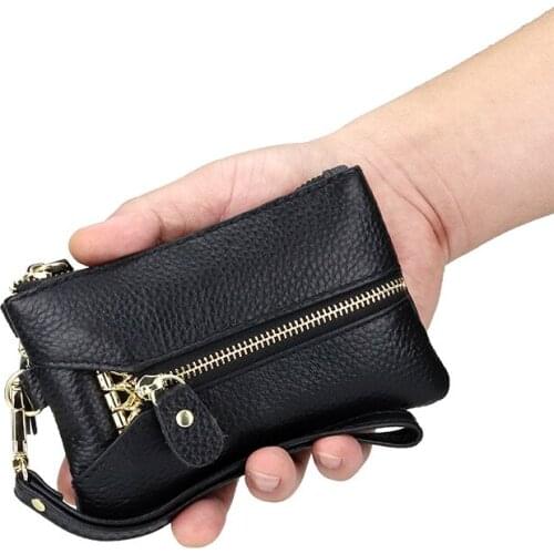Men Genuine Leather Key Wallets Zipper Key Purse Unisex Car Key Holders Buckle Male Keychain women Organizer Housekeeper Holder