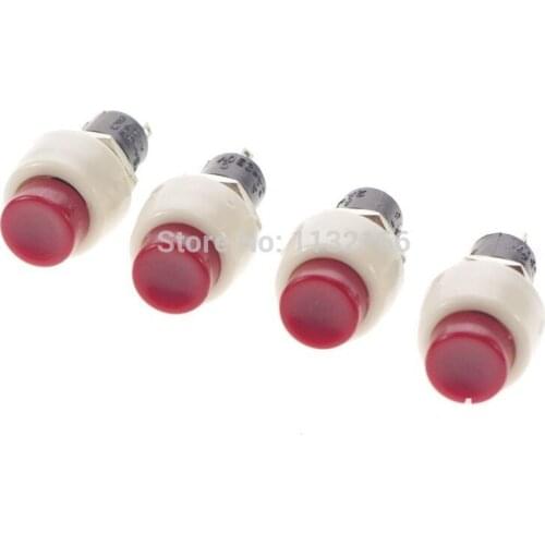 Red Hole 10mm 2 Pin SPST OFF-(ON) 2A 125VAC N/O Momentary Push Button Switch