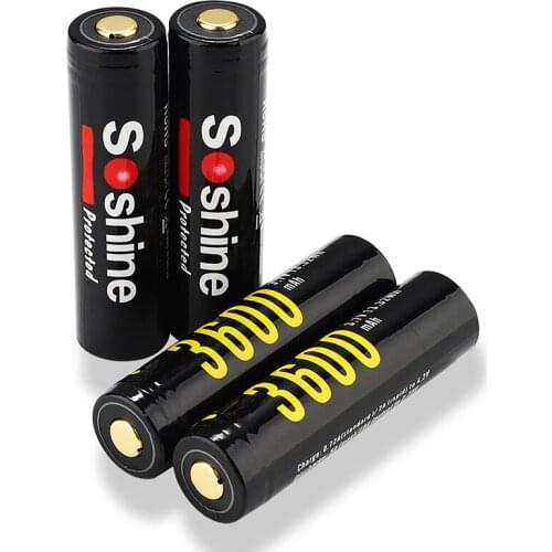 2pcs/lot Soshine 18650 Li-ion Battery 3.7V 3600mAh Rechargeable battery With Protected For Flashlight head light
