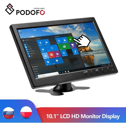 Podofo 10.1" LCD HD Monitor Mini TV & Computer Display Color Screen 2Channel Video Input Security Monitor With Speaker/BNC/AVI