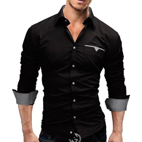 Mens Casual Solid Shirt Slim Fit Cotton Long Sleeve Button Down Simple Trend Fashion Stylish 2020 Hot Sale All-Match Handsome