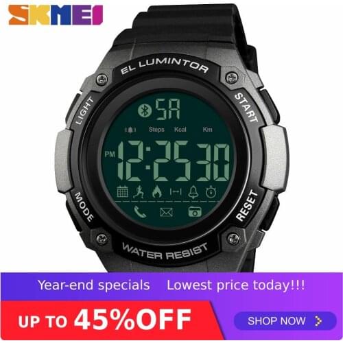 SKMEI 1347 Mens 50M Waterproof Bluetooth-compatible Smart Digital Watch Sport Watch Sleeping Monitor Backlight Calorie Tracker