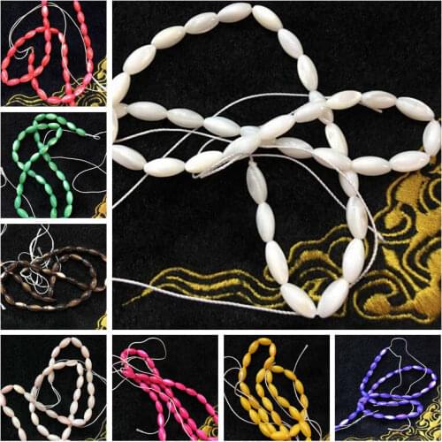 Natural Multicolor Shell Stone Loose Beads High Quality 5x10mm Smooth Oval Necklace Bracelet Jewelry Accessories 38cm wk299