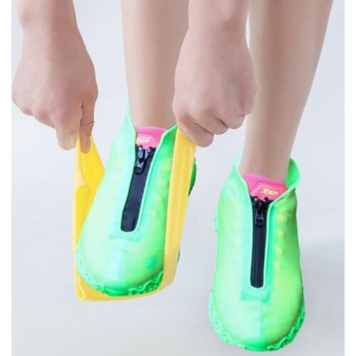 Rain waterproof covers shoes family high quality zipper silica gel shoes cover women reusable overshoe cover