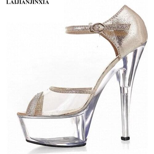 New 15 cm high heels, platform shoes, high heels, shiny vamps with thin heels, dancing shoes