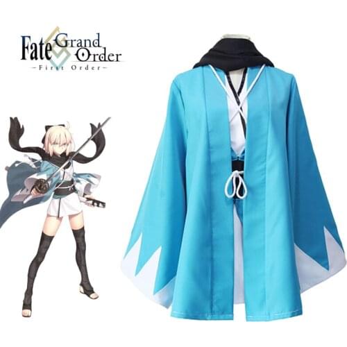 Okita Souji Cosplay Fate Grand Order FGO Sakura Saber Japanese Anime Fate Stay Night Comic Cosplay Halloween Bue lCostumes