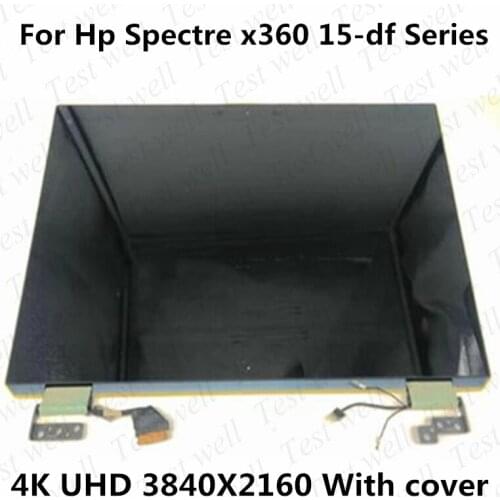 Original 15.6" 4K UHD For Hp Spectre x360 15-df Series TPN-Q213 LCD Touch Screen Digitizer Full Assembly with hinges replacement