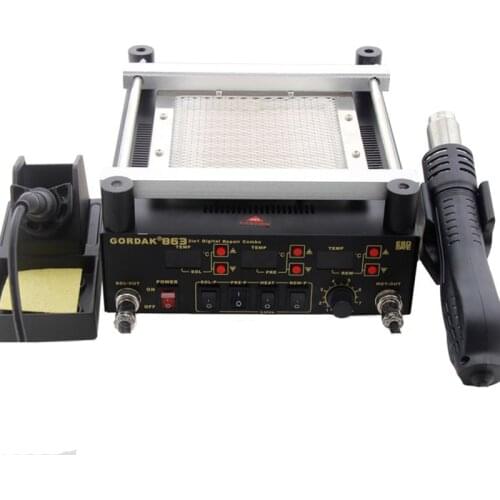 BGA rework station Gordak 863 3 in1 Heat Gun Soldering Station+Electric soldering iron+IR preheating station for BGA SMD repair