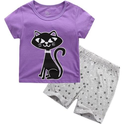 Boys Girls Pajamas New Summer Short Sleeve Homewear Childrens Clothing Sleepwear Cotton Nightwear Pyjamas Sets For Kids 2-7 Yrs